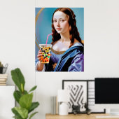 Mona Lisa's Bubble Tea Moment Poster (Heimbüro)