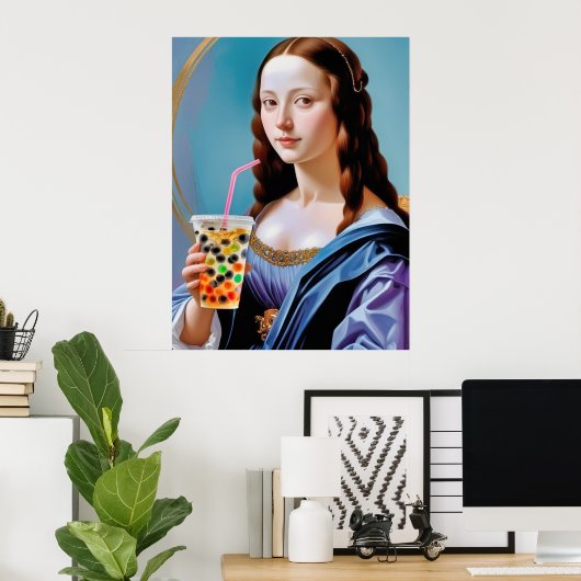 Mona Lisa's Bubble Tea Moment Poster (Heimbüro)