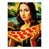 Mona Lisas Pizza-Moment - Glossy Poster (Vorderseite)