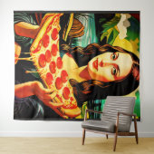 Mona Lisas Pizzamoment Extra Large Tapestry Wandteppich (Beispiel (Horizontal))