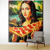 Mona Lisas Pizzamoment Extra Large Tapestry Wandteppich (Beispiel)