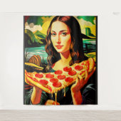 Mona Lisas Pizzamoment Extra Large Tapestry Wandteppich (Vorderseite)