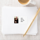 Mona Lisas Weihnachtszeit-Weihnachtsmannmütze Adressaufkleber (Insitu)