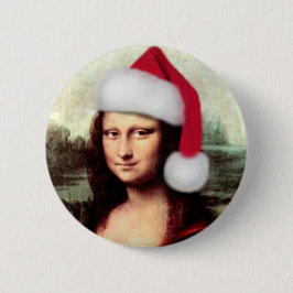 Mona Lisas Weihnachtszeit-Weihnachtsmannmütze Button