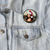 Mona Lisas Weihnachtszeit-Weihnachtsmannmütze Button (Beispiel)
