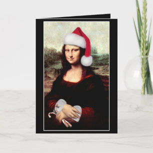 Mona Lisas Weihnachtszeit-Weihnachtsmannmütze Feiertagskarte