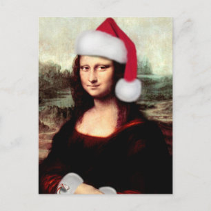 Mona Lisas Weihnachtszeit-Weihnachtsmannmütze Feiertagspostkarte