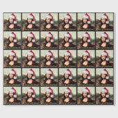 Mona Lisas Weihnachtszeit-Weihnachtsmannmütze Geschenkpapier (Flach)