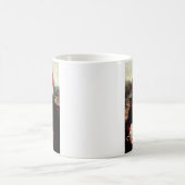 Mona Lisas Weihnachtszeit-Weihnachtsmannmütze Kaffeetasse (Mittel)