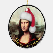Mona Lisas Weihnachtszeit-Weihnachtsmannmütze Keramik Ornament (Links)