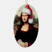 Mona Lisas Weihnachtszeit-Weihnachtsmannmütze Keramikornament (Rechts)