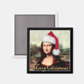 Mona Lisas Weihnachtszeit-Weihnachtsmannmütze Magnet (Vorderseite/Rückseite)