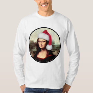 Mona Lisas Weihnachtszeit-Weihnachtsmannmütze T-Shirt