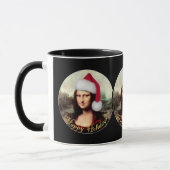 Mona Lisas Weihnachtszeit-Weihnachtsmannmütze Tasse (Links)