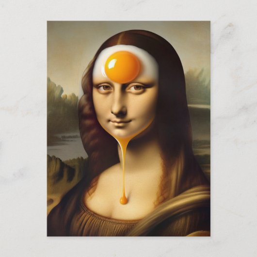 Mona mit Ei auf ihrem Gesicht Postkarte (Vorderseite)