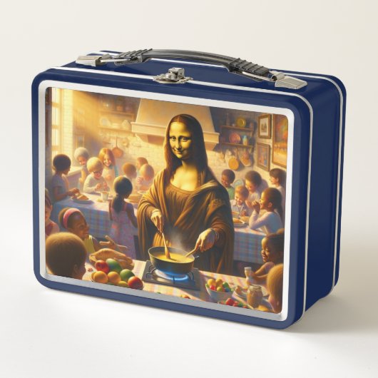 Mona mit Kindern Metall Brotdose (Vorderseite)