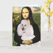 Mona-Pood-White-Standard-Poodle Karte (Gelbe Blume)