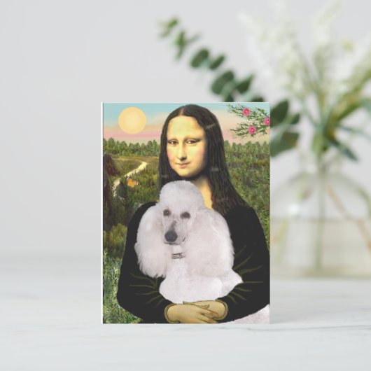 Mona-Pood-White-Standard-Poodle Postkarte (Stehend Vorderseite)