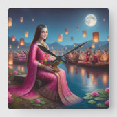 Mona Roy Krathong Festival Thailand Quadratische Wanduhr (Vorderseite)