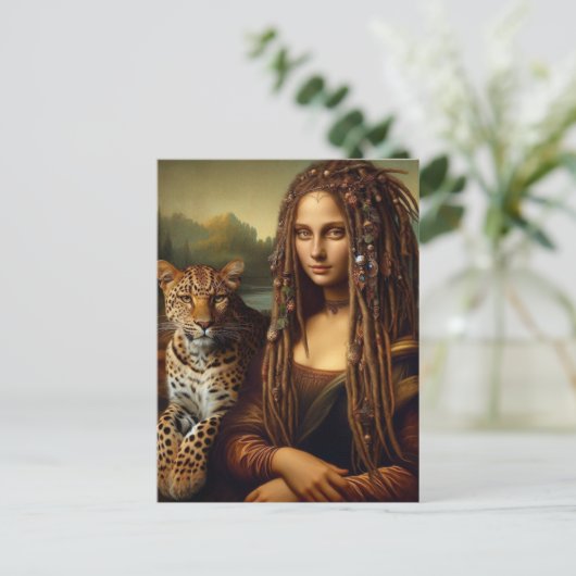 Mona und ihr Leopard Postkarte (Stehend Vorderseite)