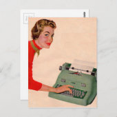 Mona und ihre neue Schreibmaschine Postkarte (Vorne/Hinten)