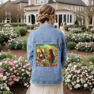 Mona zeichnend Mona im Blume-Garten Jeansjacke