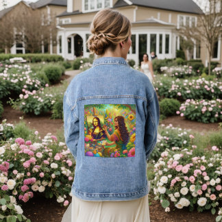 Mona zeichnend Mona im Blume-Garten Jeansjacke