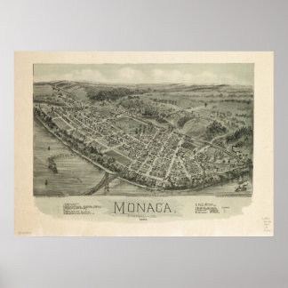 Monaca Pennsylvania 1900 Antike Panoramakarte Poster