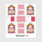 Monacan state symbols / coat of arms and flag aufkleber (Blatt)