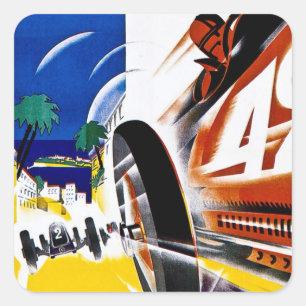 Monaco 1931 Grandprix - Vintages Rennen-Plakat Quadratischer Aufkleber