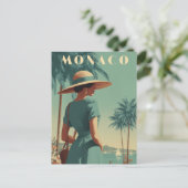 Monaco 50er Mode Vintag Postkarte (Stehend Vorderseite)