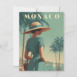 Monaco 50er Mode Vintag Postkarte