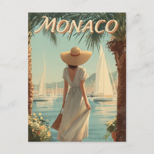 Monaco 50er Vintage Reise Postkarte (Vorderseite)