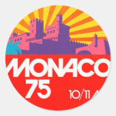 Monaco 75 Retro Vintage 1970er Runder Aufkleber (Vorderseite)