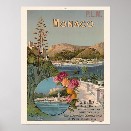 Monaco Bains de Mer Vintage Poster 1896 (Vorne)