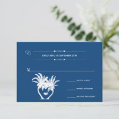 Monaco Blue Beach Palm Tree Zielort Chalkboard RSVP Karte (Stehend Vorderseite)