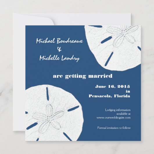 Monaco Blue Sand Dollar Save the Date (Rückseite)