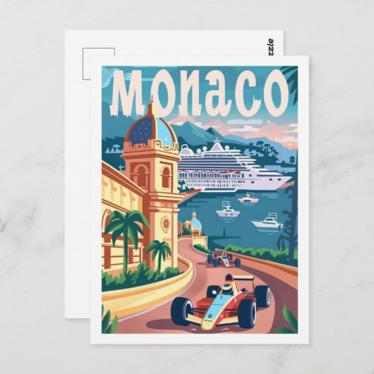 Monaco Circuit Vintag Berühmter Reiseort Postkarte (Vorne/Hinten)