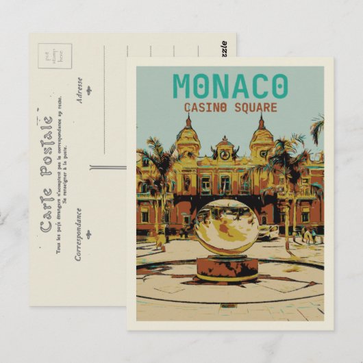 Monaco Cote d'Azur, Aussicht auf das Casino Postkarte (Vorne/Hinten)
