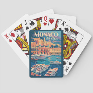 Monaco Côte d'Azur Illustration Reise Kunst Vintag Spielkarten