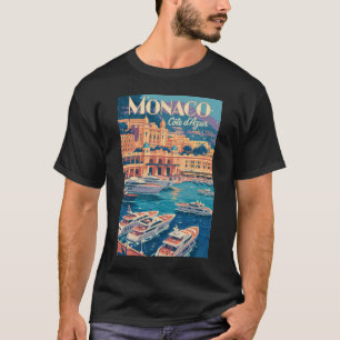 Monaco Côte d'Azur Illustration Reise Kunst Vintag T-Shirt