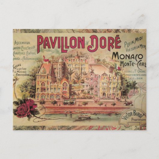 Monaco Extravagante Vintage Riviera Frankreich Postkarte (Vorderseite)
