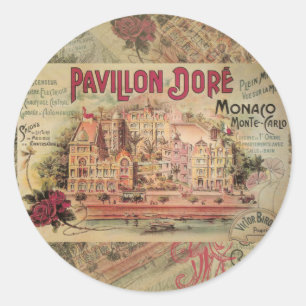 Monaco Extravagante Vintage Riviera Frankreich Runder Aufkleber