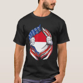 Monaco Flag Amerikanischer Stolz auf mein Monacan- T-Shirt (Vorderseite)