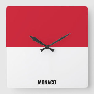 Monaco Flag Dazzling Patriotic Quadratische Wanduhr