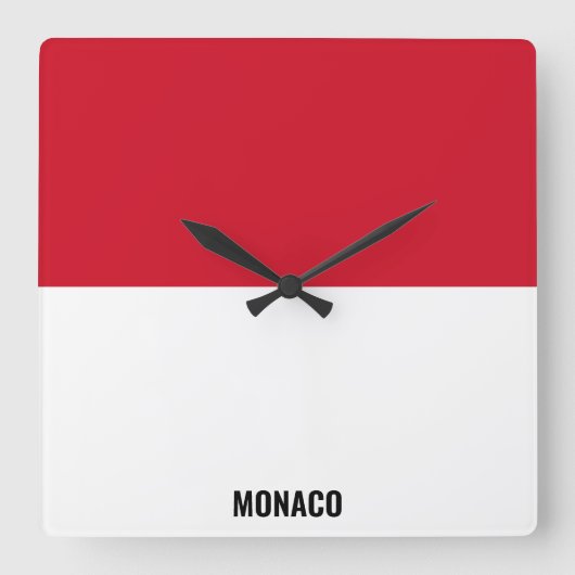 Monaco Flag Dazzling Patriotic Quadratische Wanduhr (Vorderseite)