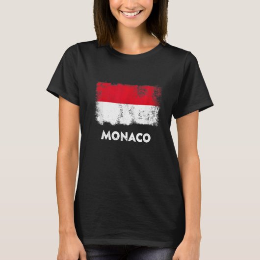 Monaco-Flagge T-Shirt (Vorderseite)