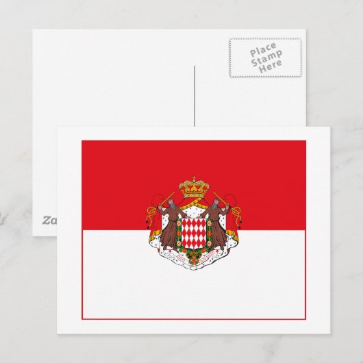 Monaco Flagge w COA (light) Postkarte (Vorne/Hinten)
