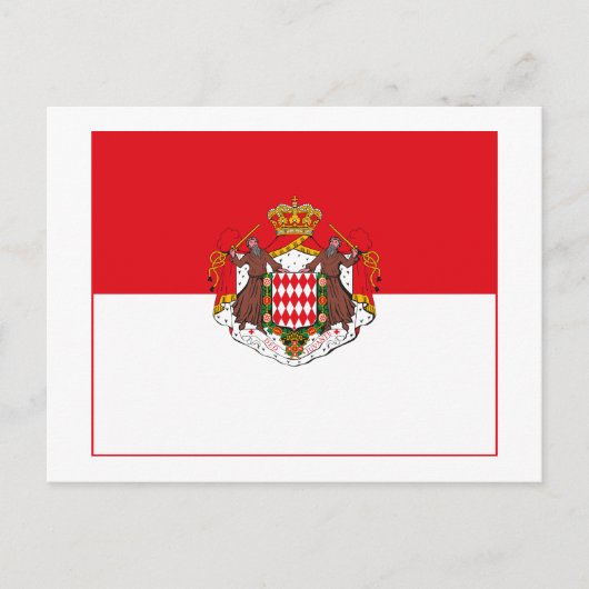 Monaco Flagge w COA (light) Postkarte (Vorderseite)