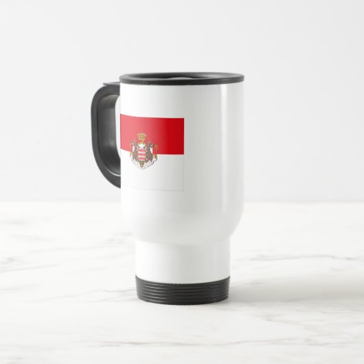 Monaco-Flagge w COA-Tasse Reisebecher (Vorderseite Links)